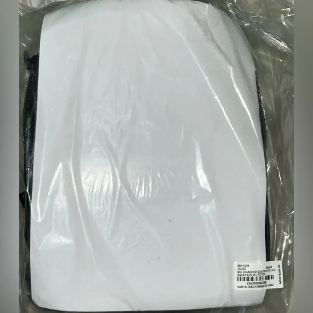 Badgley Mischka BNWT Big Diamond Quilted Nylon Tweed Backpack in packaging - Picture 8 of 8